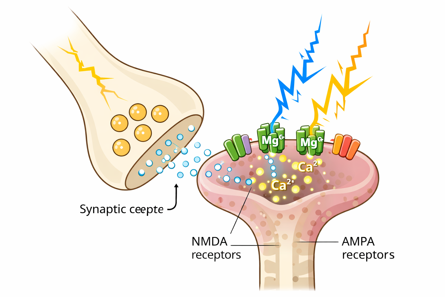 NMDA receptor coincidence detection schematic